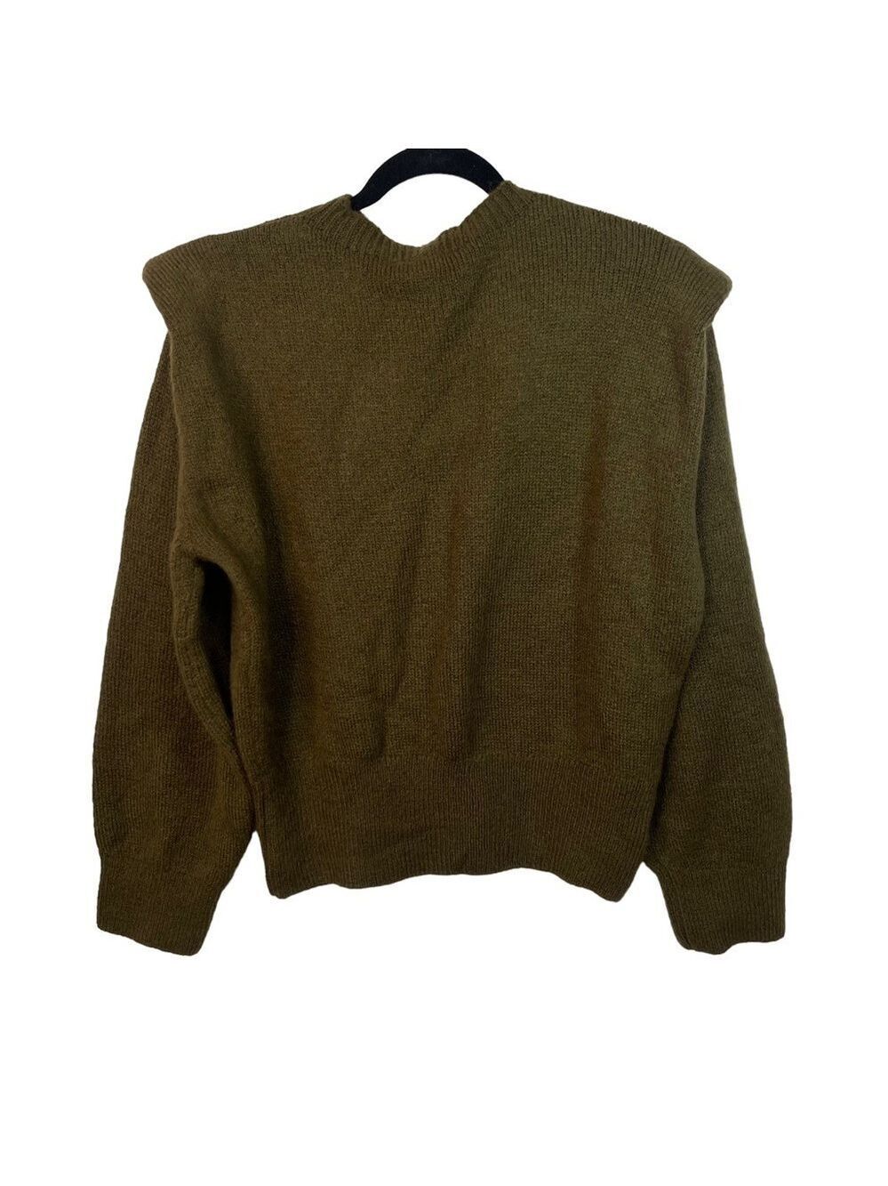 MNG Mango Green Knit Wool Blend Long Sleeve Crew Neck Sweater Size Medium - Picture 5 of 16